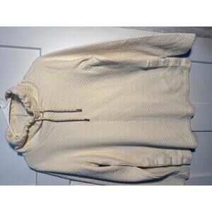 L.L. Bean quilted funnel neck pullover in cream button sides size Medium